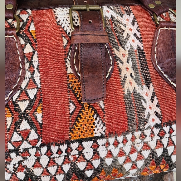 Handmade Leather & Kilim Duffel Bag - Picture 4 of 8